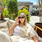 Women's Pure Linen Half-Sleeves Set in Beige - Elegant Egyptian Design