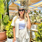 Women's Pure Linen Half-Sleeves Set in Beige - Elegant Egyptian Design