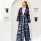 Moroccan Cuts Kaftan in Blue - Fuzzy Tulle Semi-Sheer Fabric with Indian Embroidery, Abaya Style, Made in Egypt - One Size Fit