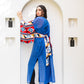 Women's Blue Squared Sleeves Kaftan Abaya