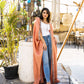 Women's Miral Abbaya - Orange Shimmer Satin Abaya Cardigan Dress, Made in Egypt - One Size Fit