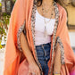 Women's Miral Abbaya - Orange Shimmer Satin Abaya Cardigan Dress, Made in Egypt - One Size Fit