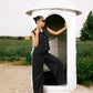 Women's Striped Vest Set in Black - Elegant TR Fabric Blend of Rayon & Polyester - Made in Egypt