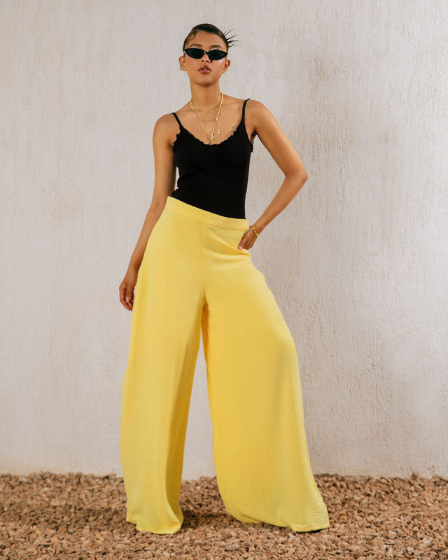 Women's Flowy Pants - Yellow | Lightweight CY Fabric | Stylish & Comfortable Bottoms | Made in Egypt