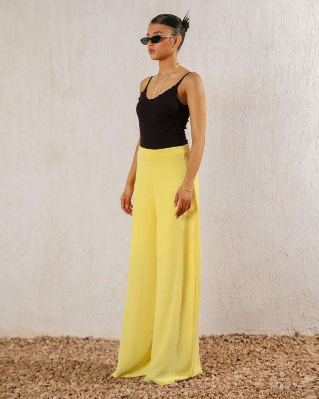 Women's Flowy Pants - Yellow | Lightweight CY Fabric | Stylish & Comfortable Bottoms | Made in Egypt