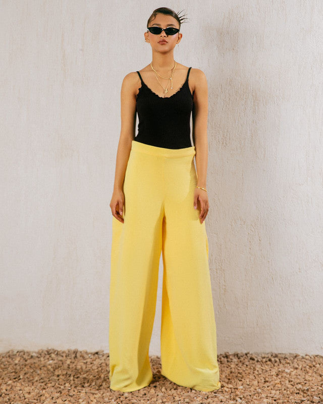 Women's Flowy Pants - Yellow | Lightweight CY Fabric | Stylish & Comfortable Bottoms | Made in Egypt