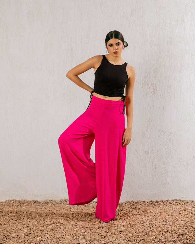 Women's Flowy Pants - Hot Pink, Lightweight CY Fabric, Stylish Summer Bottoms, Made in Egypt