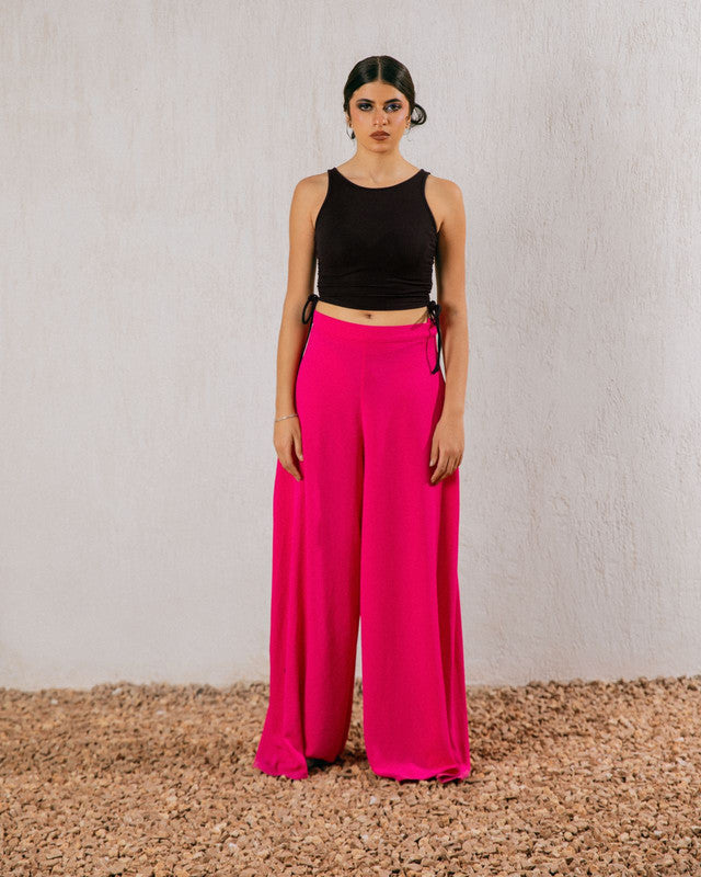 Women's Flowy Pants - Hot Pink, Lightweight CY Fabric, Stylish Summer Bottoms, Made in Egypt