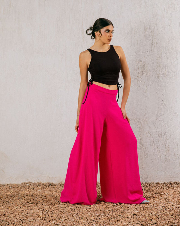 Women's Flowy Pants - Hot Pink, Lightweight CY Fabric, Stylish Summer Bottoms, Made in Egypt