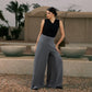 Women's Flowy Pants in Grey - Elegant CY Fabric Bottoms, Made in Egypt