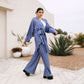 Women's Linen V-Cut Cardigan Set - Blue | Stylish & Comfortable | Made in Egypt