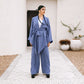 Women's Linen V-Cut Cardigan Set - Blue | Stylish & Comfortable | Made in Egypt