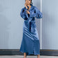 Pure Satin Modesty Shimmer Dress - Elegant Blue Evening Gown for Women, Made in Egypt