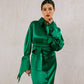 Women's Modest Shimmer Dress in Green - Pure Satin, Elegant Evening Gown, Made in Egypt