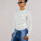 Off-white ripped long sleeve cotton top by Aya Osama Couture – stylish, comfortable, high-quality Egyptian designer blouse for women's casual fashion.