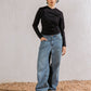 Women's Black Cotton Ripped Long Sleeve Top - Stylish & Comfortable Egyptian Design