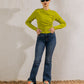 Lime green ripped long sleeves cotton top by Aya Osama Couture, trendy and comfortable women's casual wear, Egyptian designer fashion.