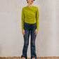 Women's Cotton Ripped Long Sleeve Top - Lime Green, Stylish & Comfortable, Made in Egypt