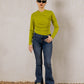 Women's Cotton Ripped Long Sleeve Top - Lime Green, Stylish & Comfortable, Made in Egypt