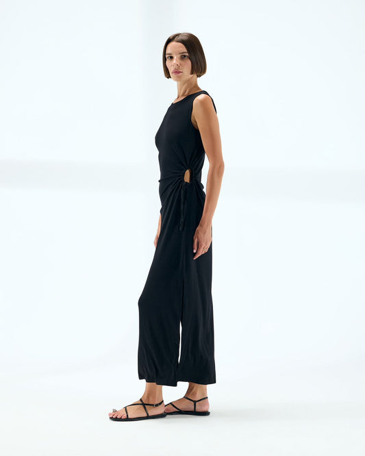 Basic sleeveless long Dress in black