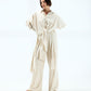 3-in-1 Draped Wrap Top (Free Size) and Wide-Leg Pants Set for Women - Elegant Modest Fashion Outfit and Comfortable