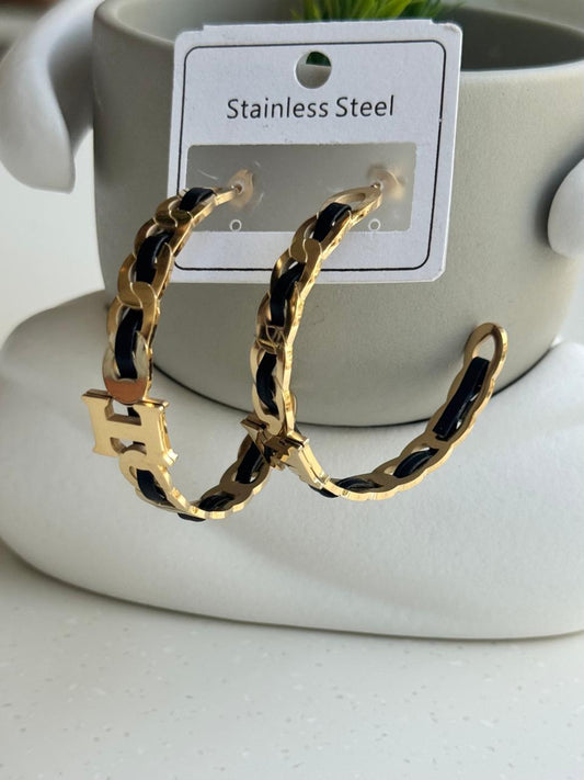 black&gold big earrings