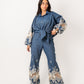 Women's Embroidered Denim Shirt Set - Stylish & Comfortable Egyptian Fabric