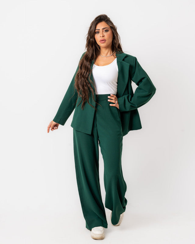 Women's Pure Crepe Mila Blazer Suit Set - Elegant Green Blazer & Pants - Made in Egypt